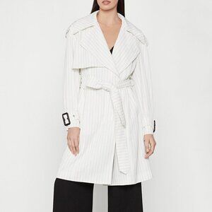 New With Tags BCBG White Pinstripe Aurora Trench Coat Size M